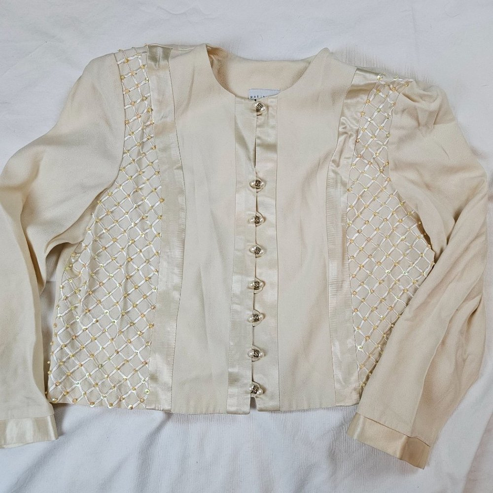 Petite‎ Perceptions by Irene B off white jacket top, size petite L